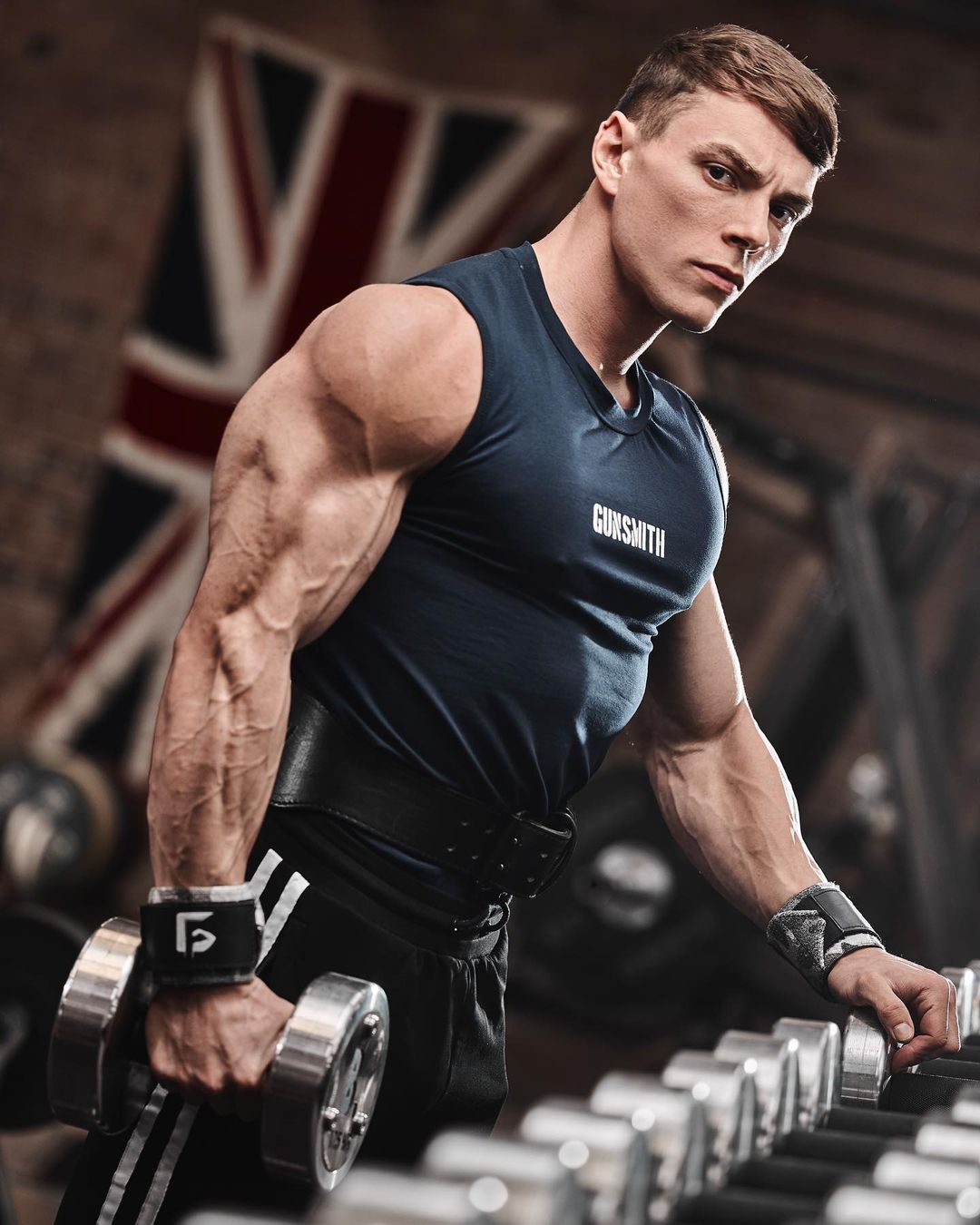 Athlete wearing Gunsmith Fitness apparel and wrist wraps