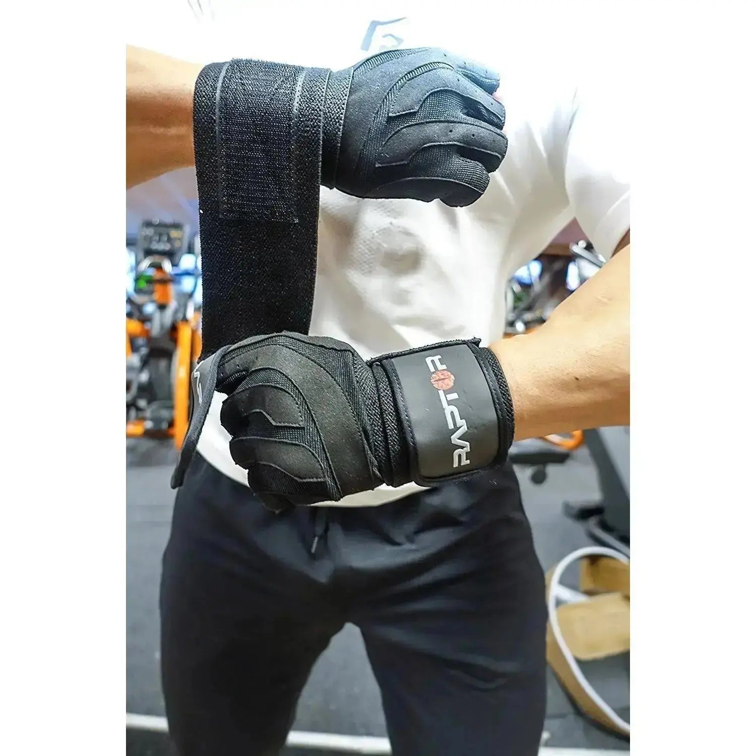 Clearance - Raptor Weightlifting Gloves with Integrated Heavy 18 Inch Wrist Wraps - Gunsmith Fitness