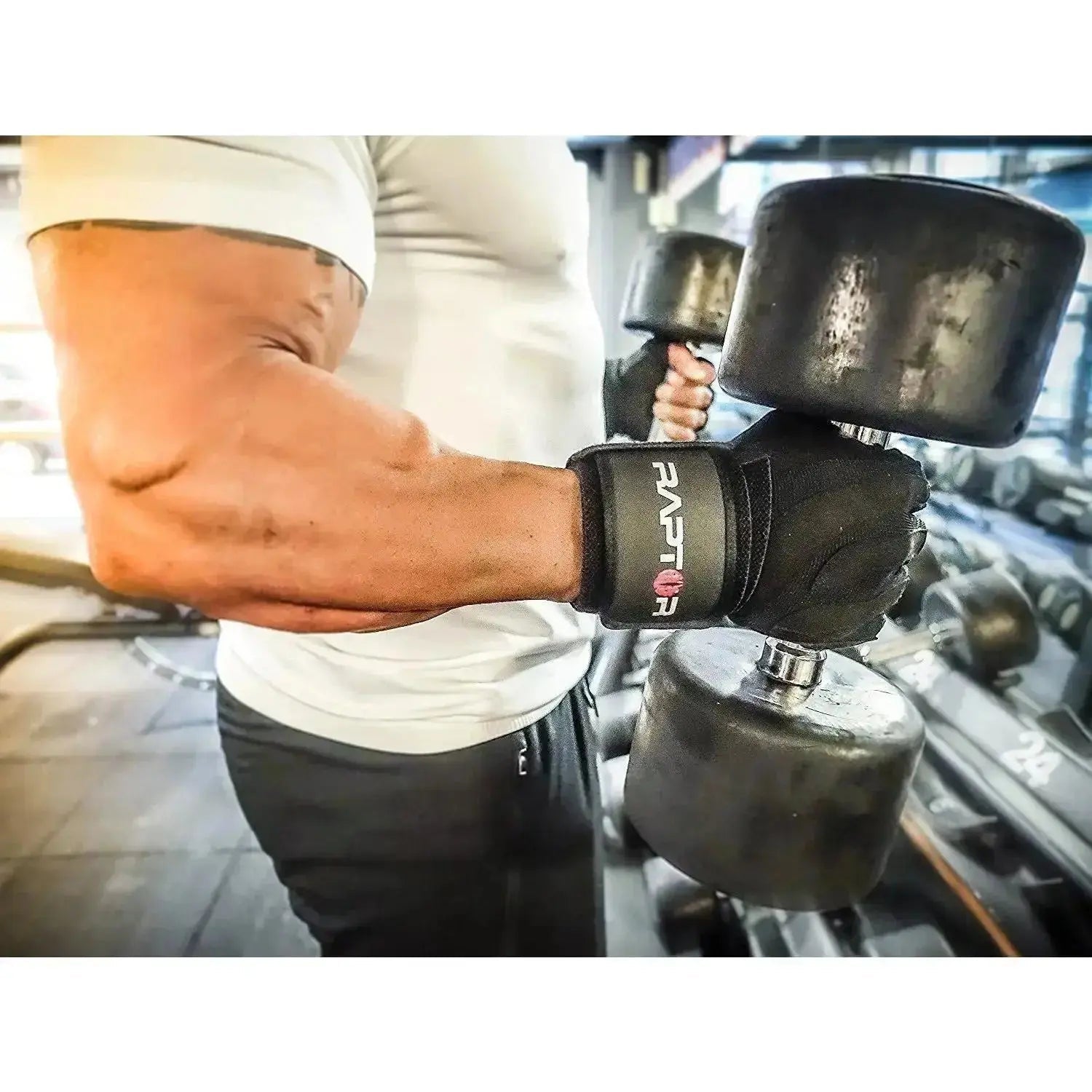 Clearance - Raptor Weightlifting Gloves with Integrated Heavy 18 Inch Wrist Wraps - Gunsmith Fitness