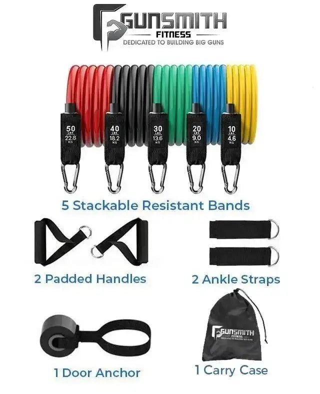 Door Resistance Bands 11 Piece Set Gunsmith Fitness